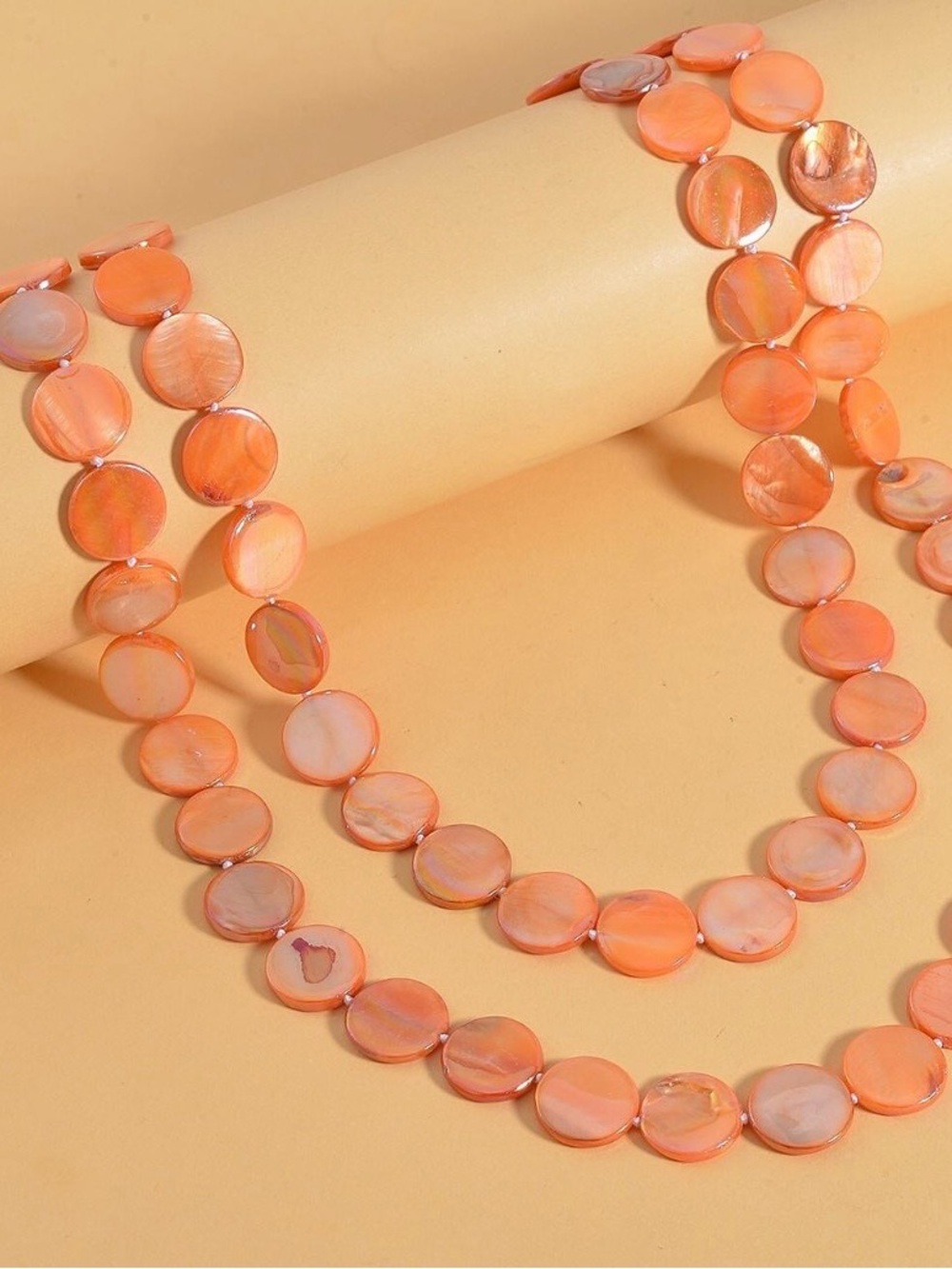 Orange Shell 14-16mm Beaded Endless Necklace 46”
